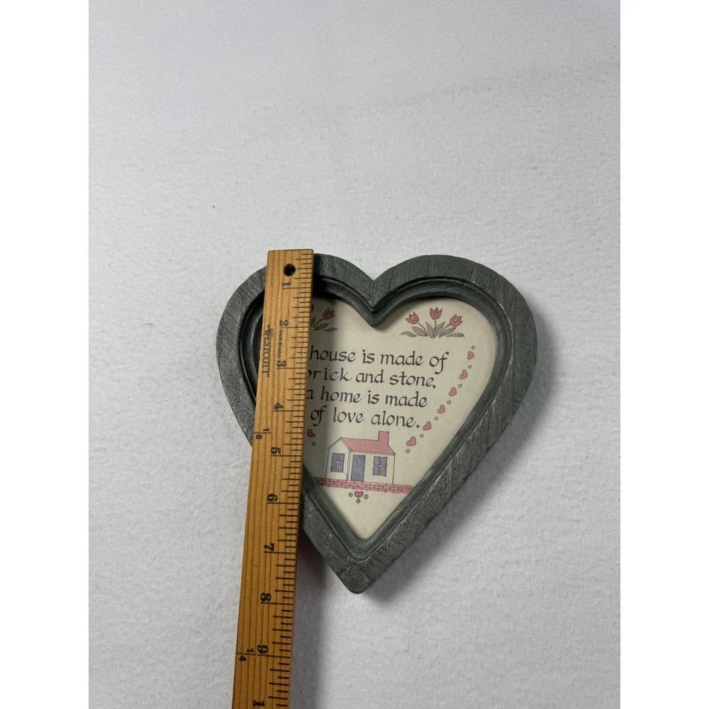Cottagecore Homco Heart Wall Plaques Grey Love Grows Happy Hearts Set 2